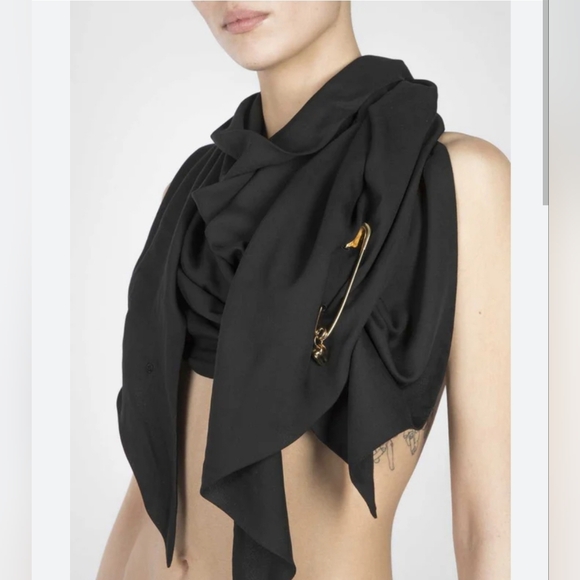 Vintage Silver and Turquoise Safety Pin Brooch Scarf Pin - Picture 6 of 8